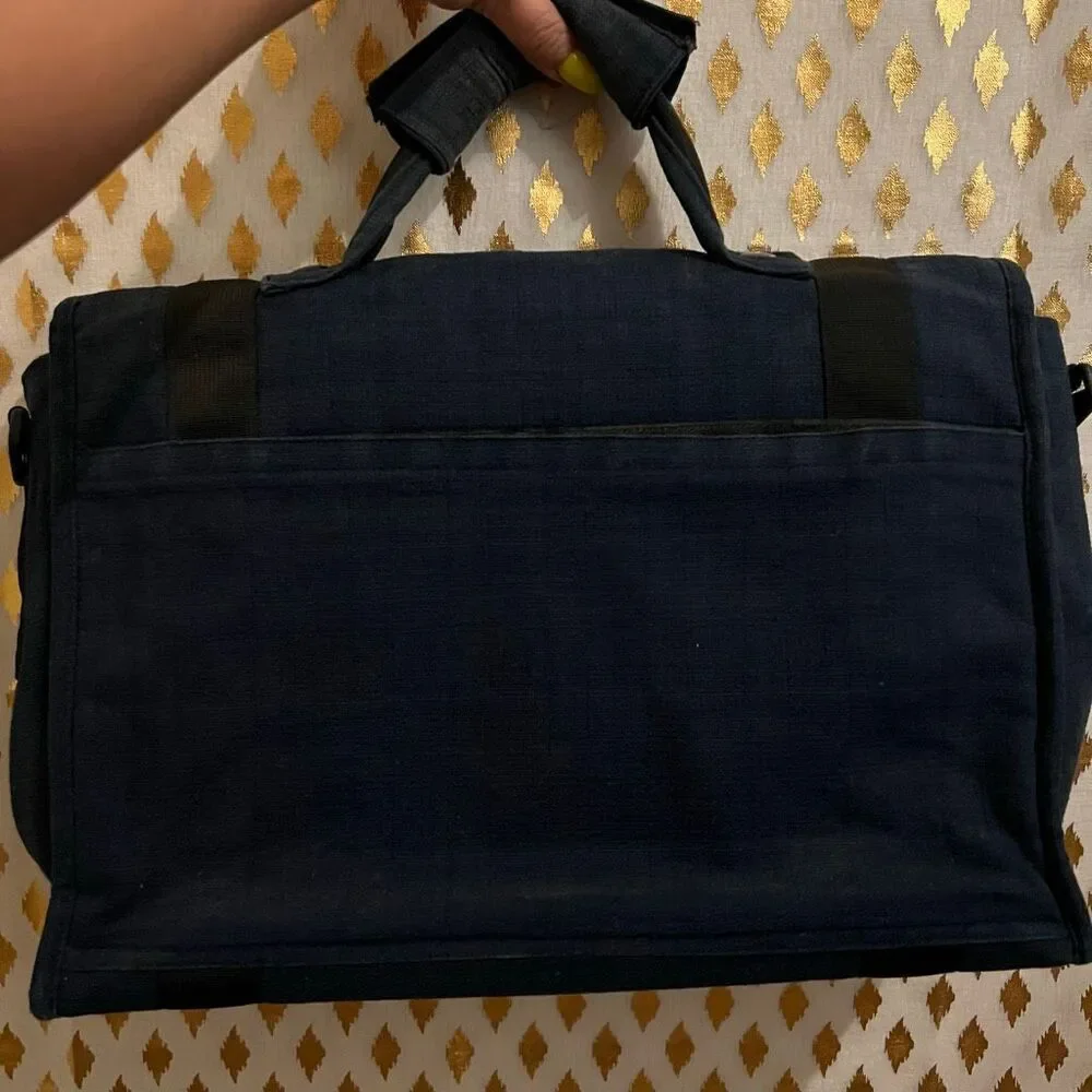 Vintage book bag denim with buckles